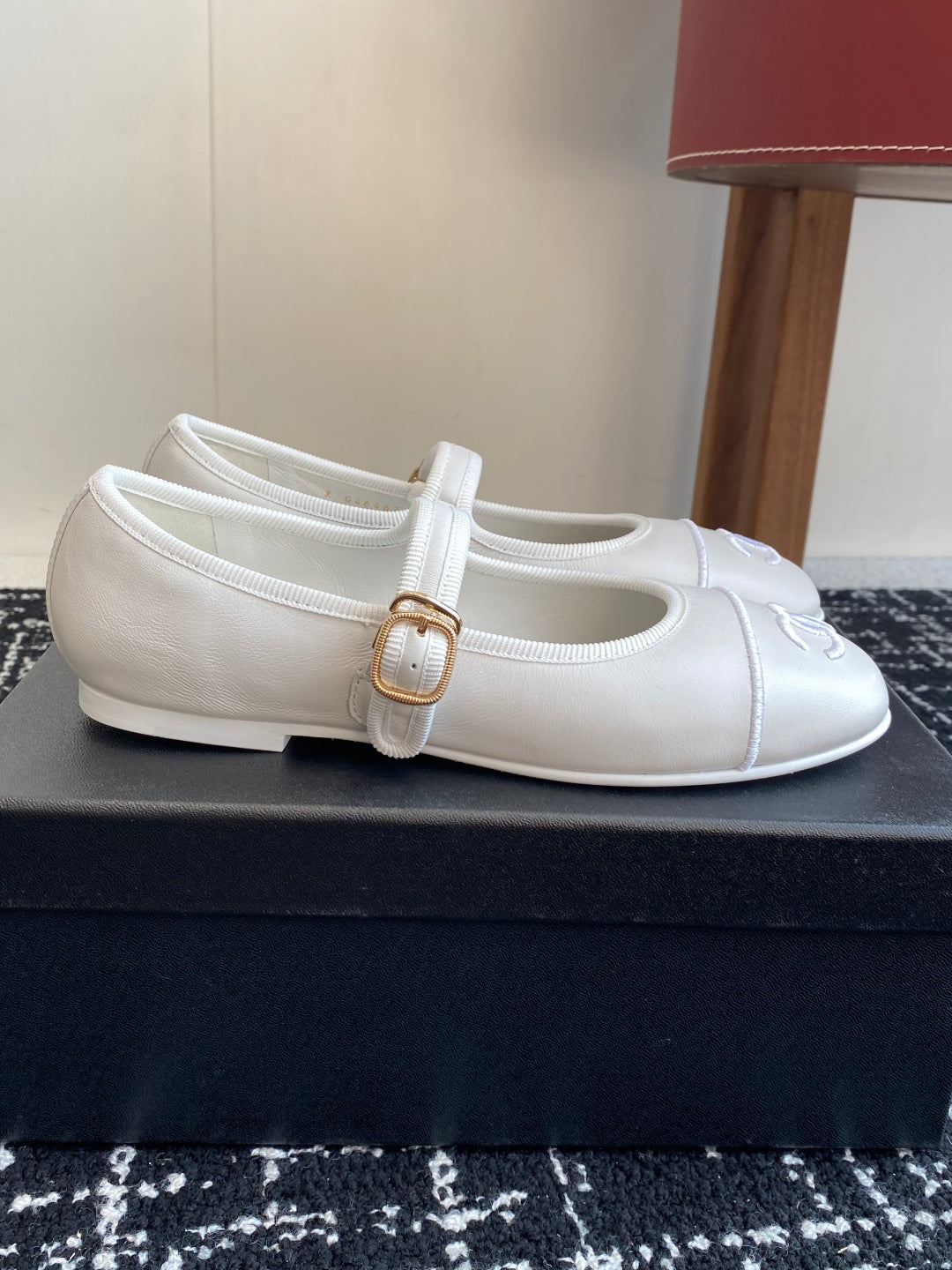 Chanel 25SS Embroidered Double C Mary Jane Ballet Flats