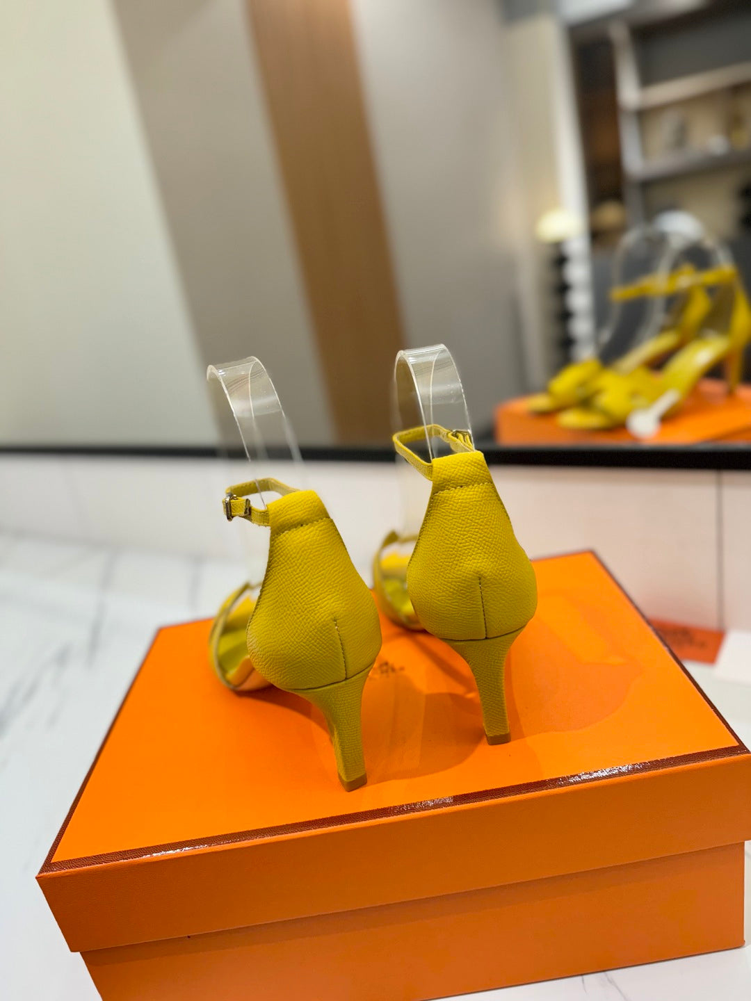 Hermès Classic Palm Grain Cowhide Heels – 6.5cm