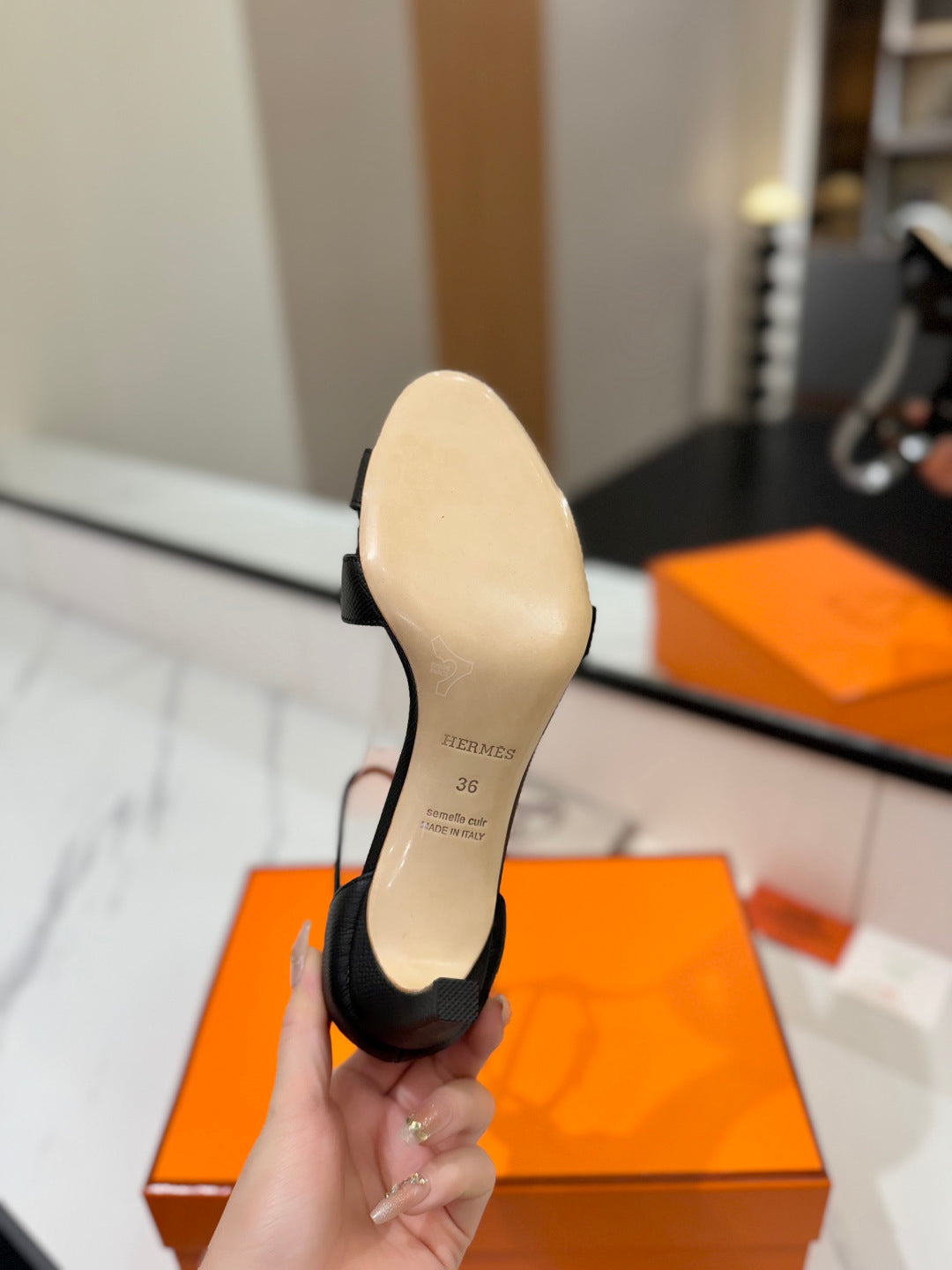 Hermès Classic Palm Grain Cowhide Heels – 6.5cm