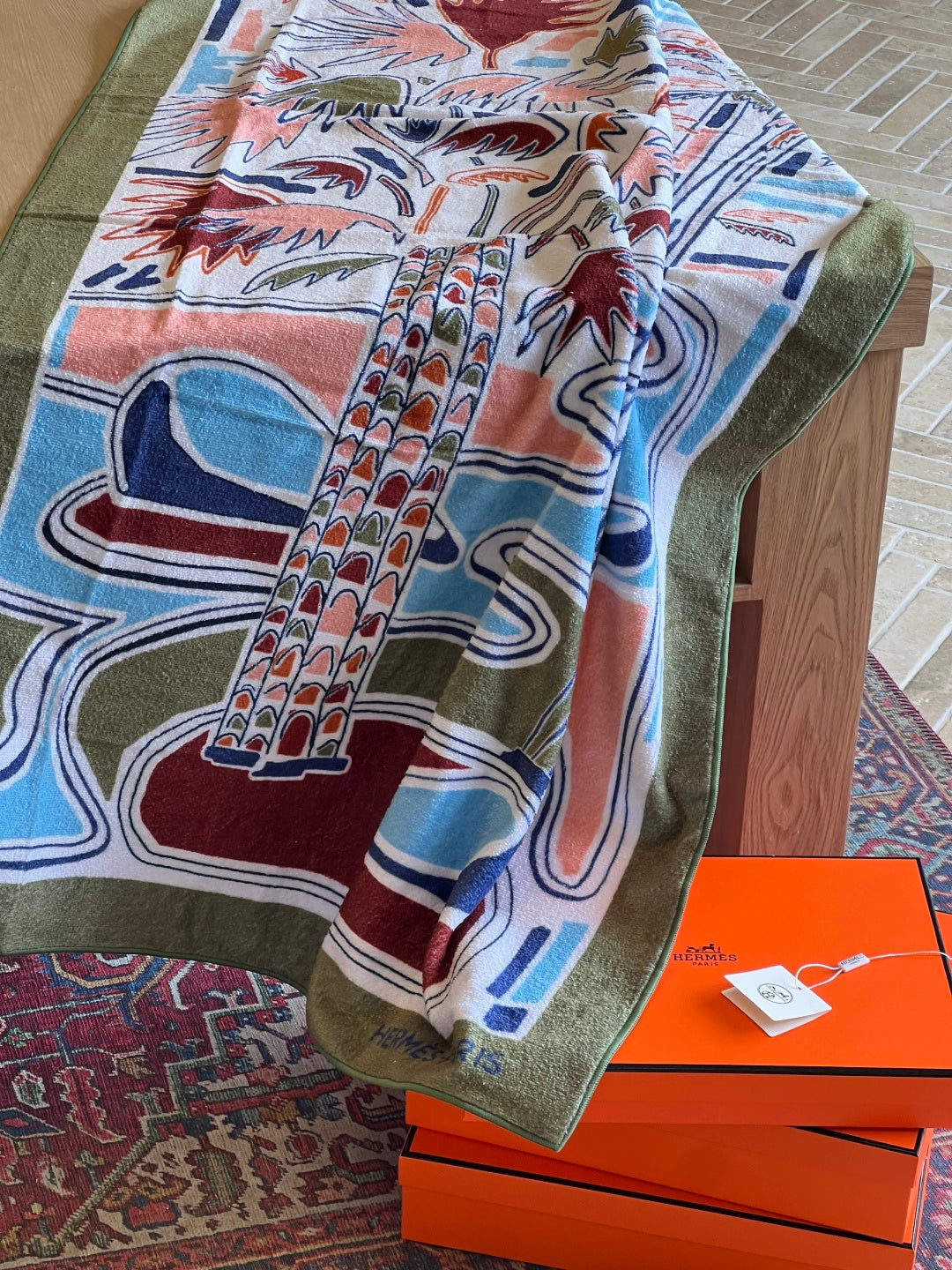 Hermès Palm Tree Cotton Beach Towel