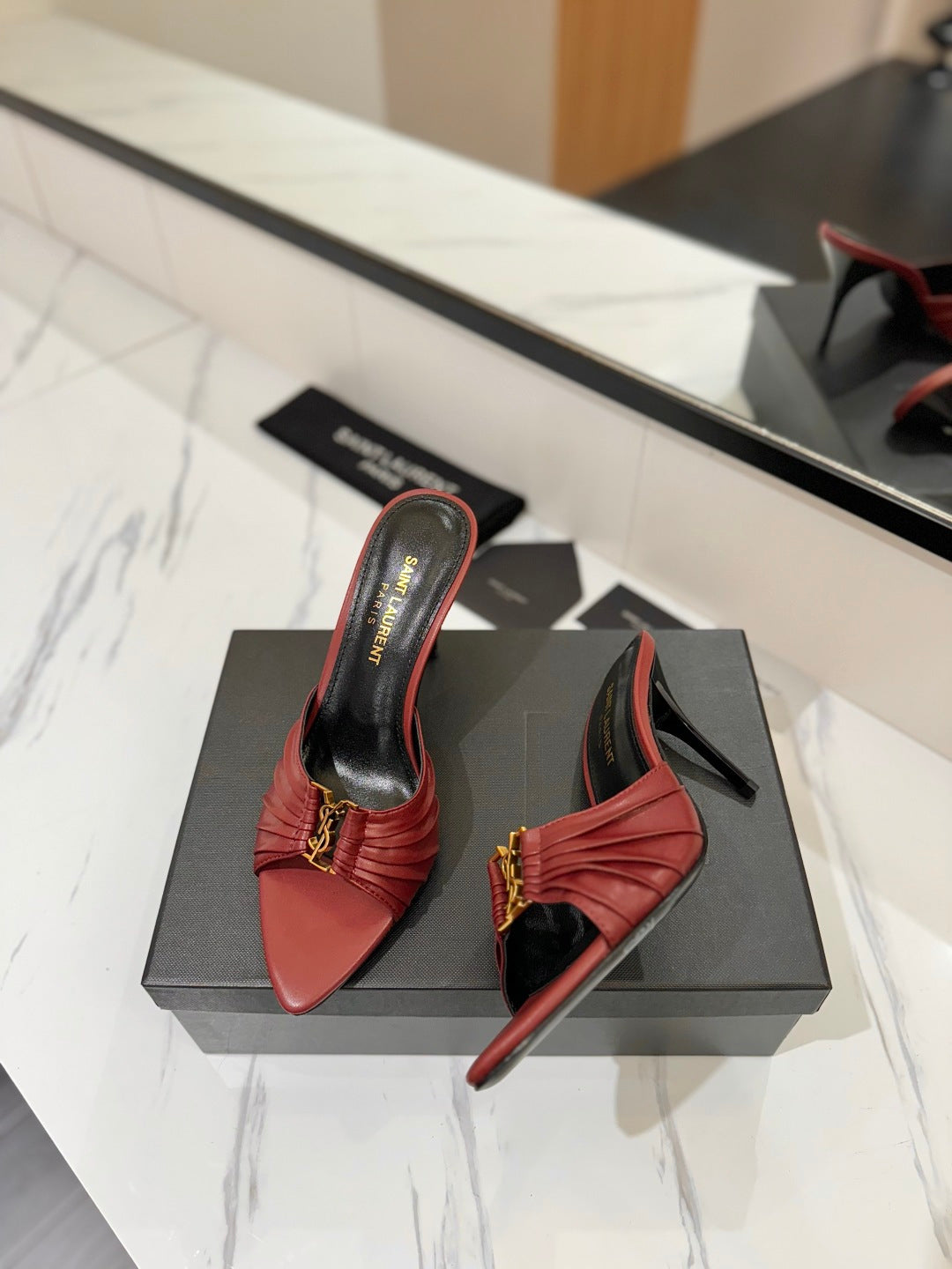 Saint Laurent Crystal Chain Heeled Sandals – 2025 Spring/Summer Collection