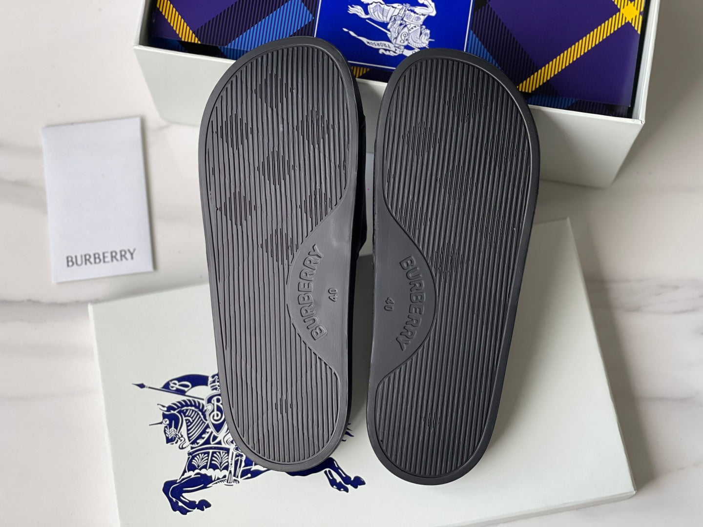Burberry Embossed Logo Perforated Leather Slides