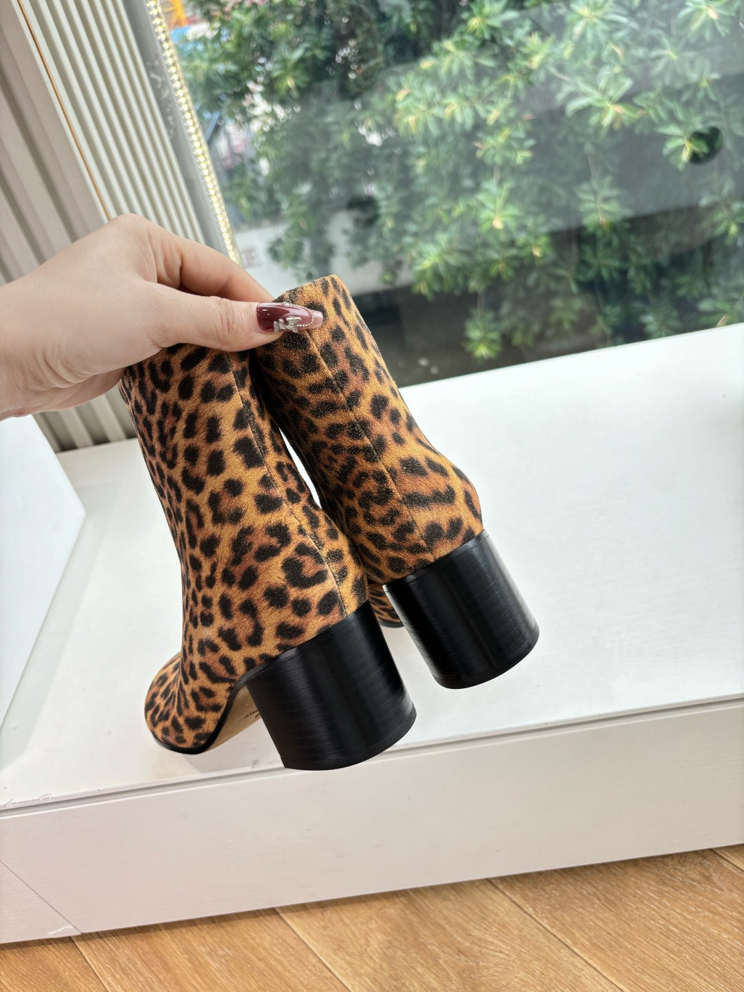Loewe Leopard Print Block Heel Ankle Boots – 25SS