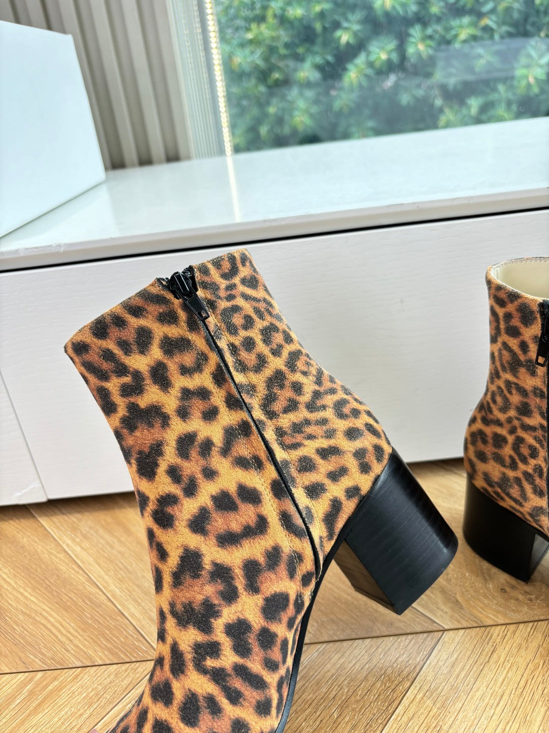 Loewe Leopard Print Block Heel Ankle Boots – 25SS