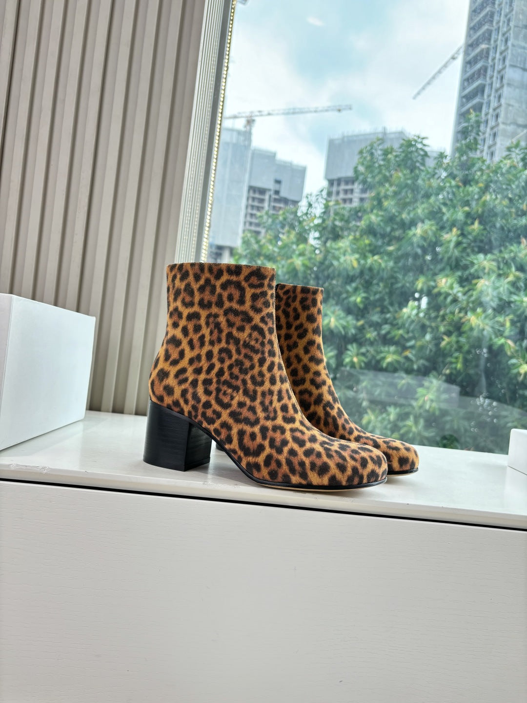 Loewe Leopard Print Block Heel Ankle Boots – 25SS
