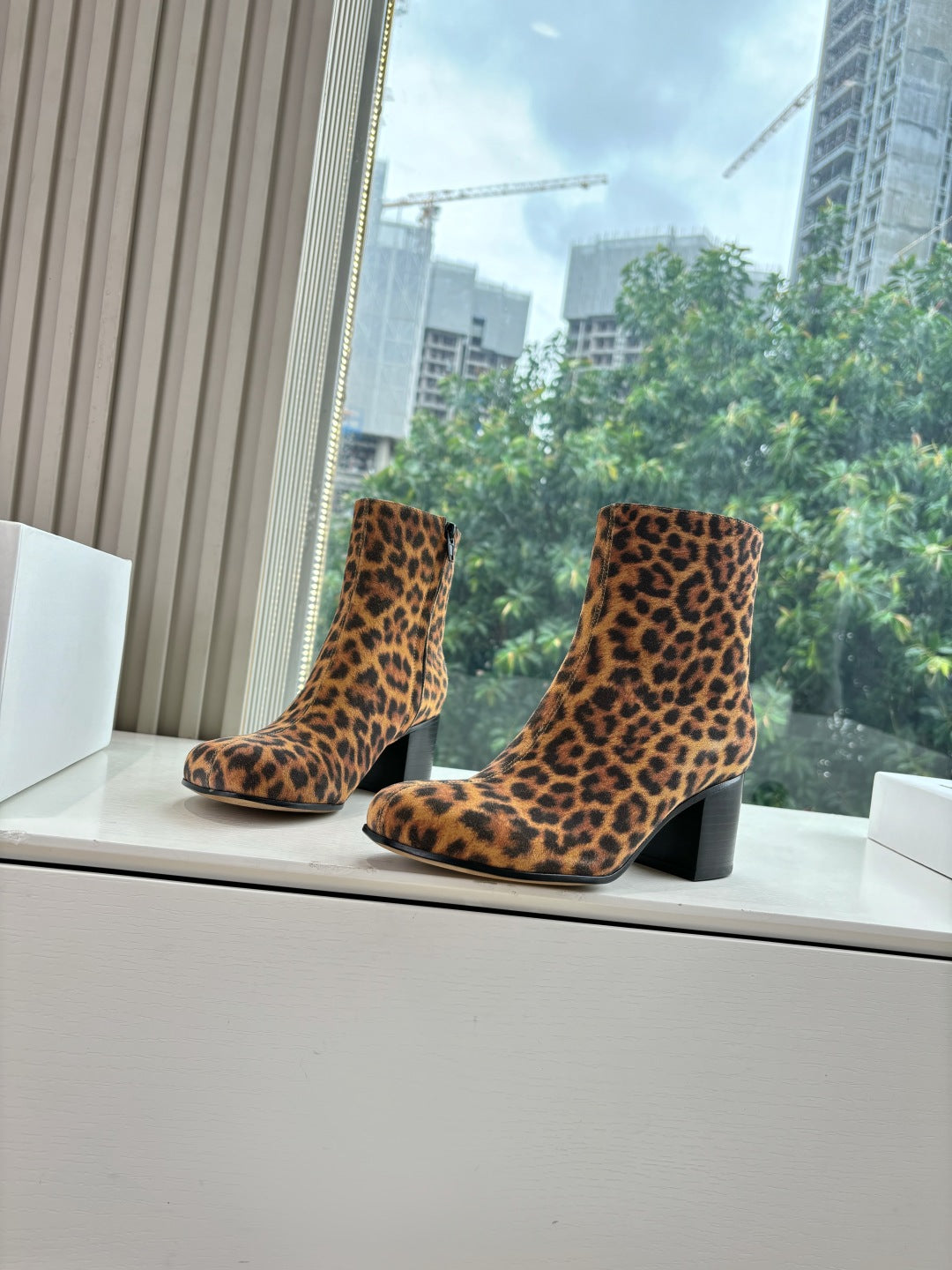 Loewe Leopard Print Block Heel Ankle Boots – 25SS