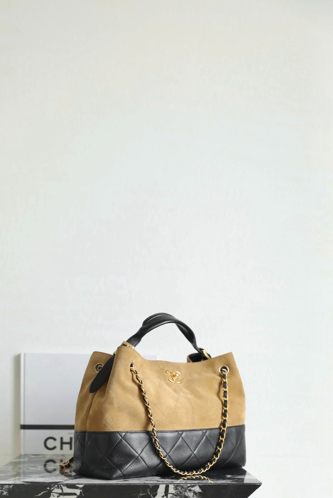 Chanel 25A Suede Hobo Shopping Bag