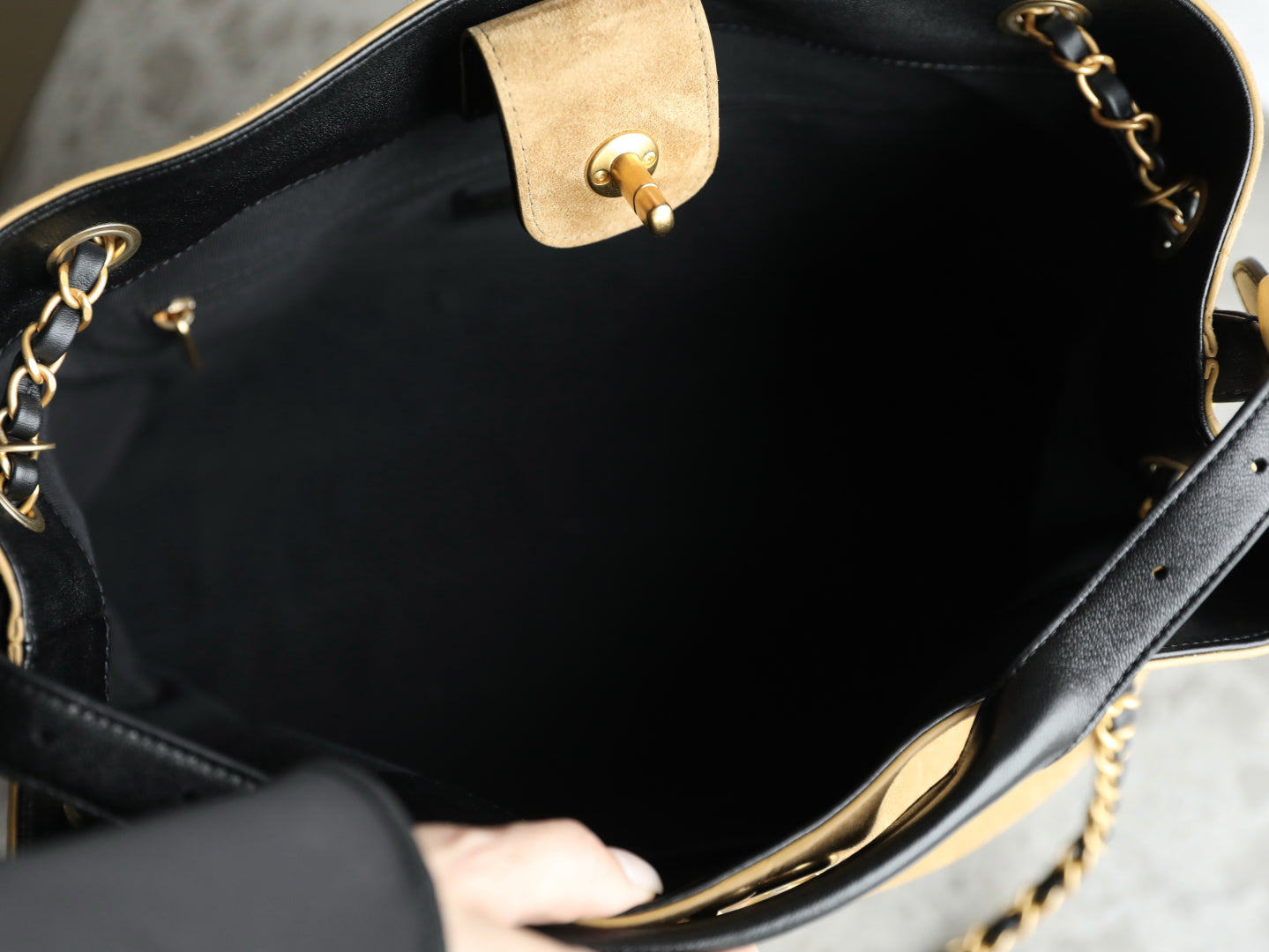 Chanel 25A Suede Hobo Shopping Bag