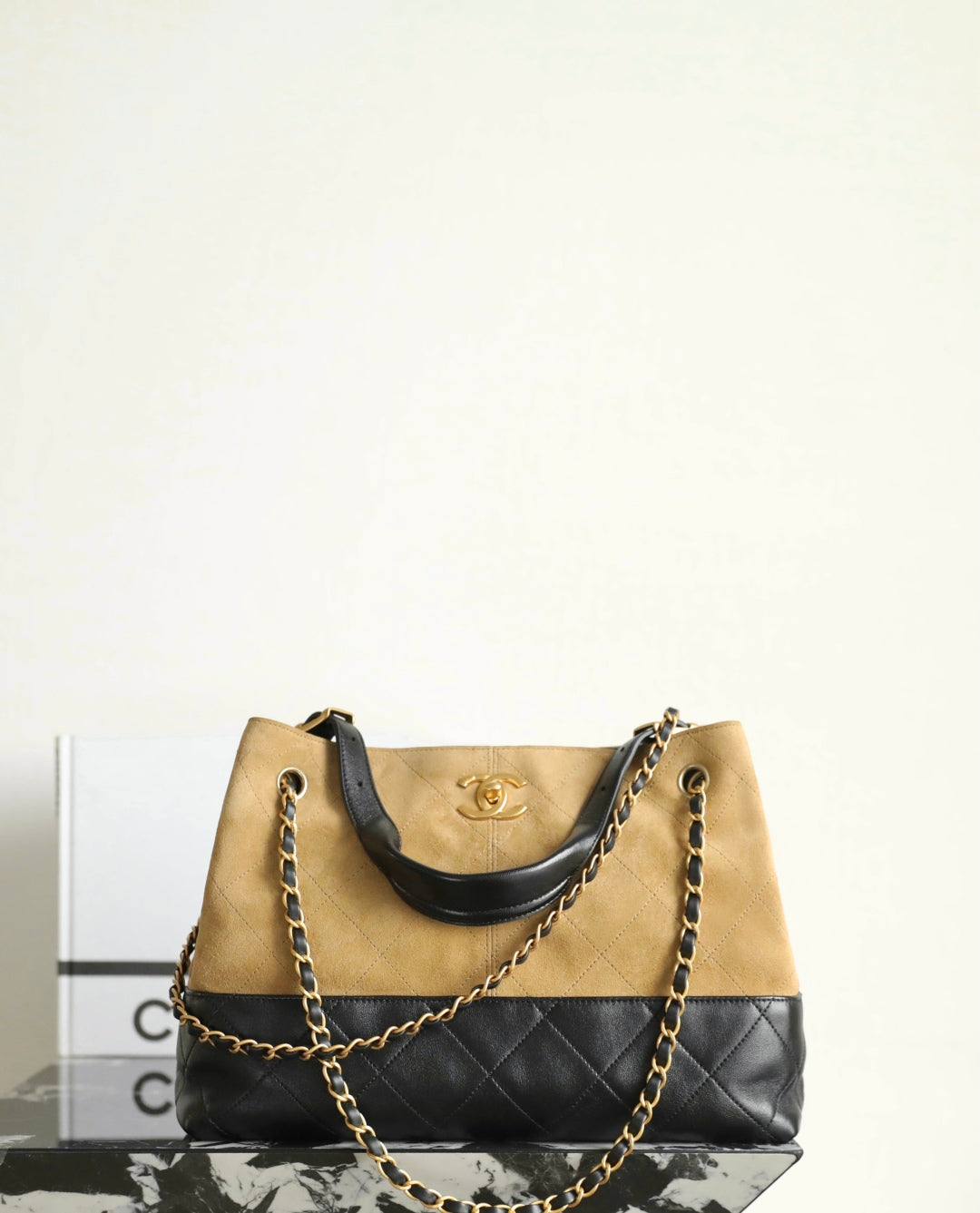 Chanel 25A Suede Hobo Shopping Bag