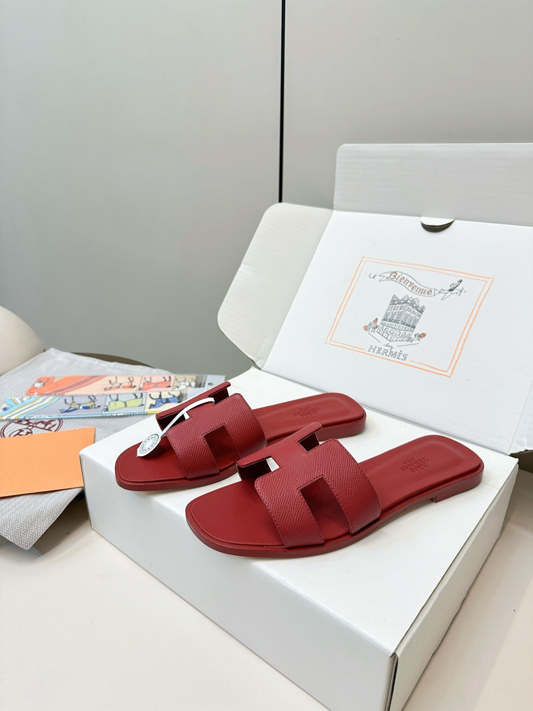 Hermès Fashion Palm-Grain H Slides
