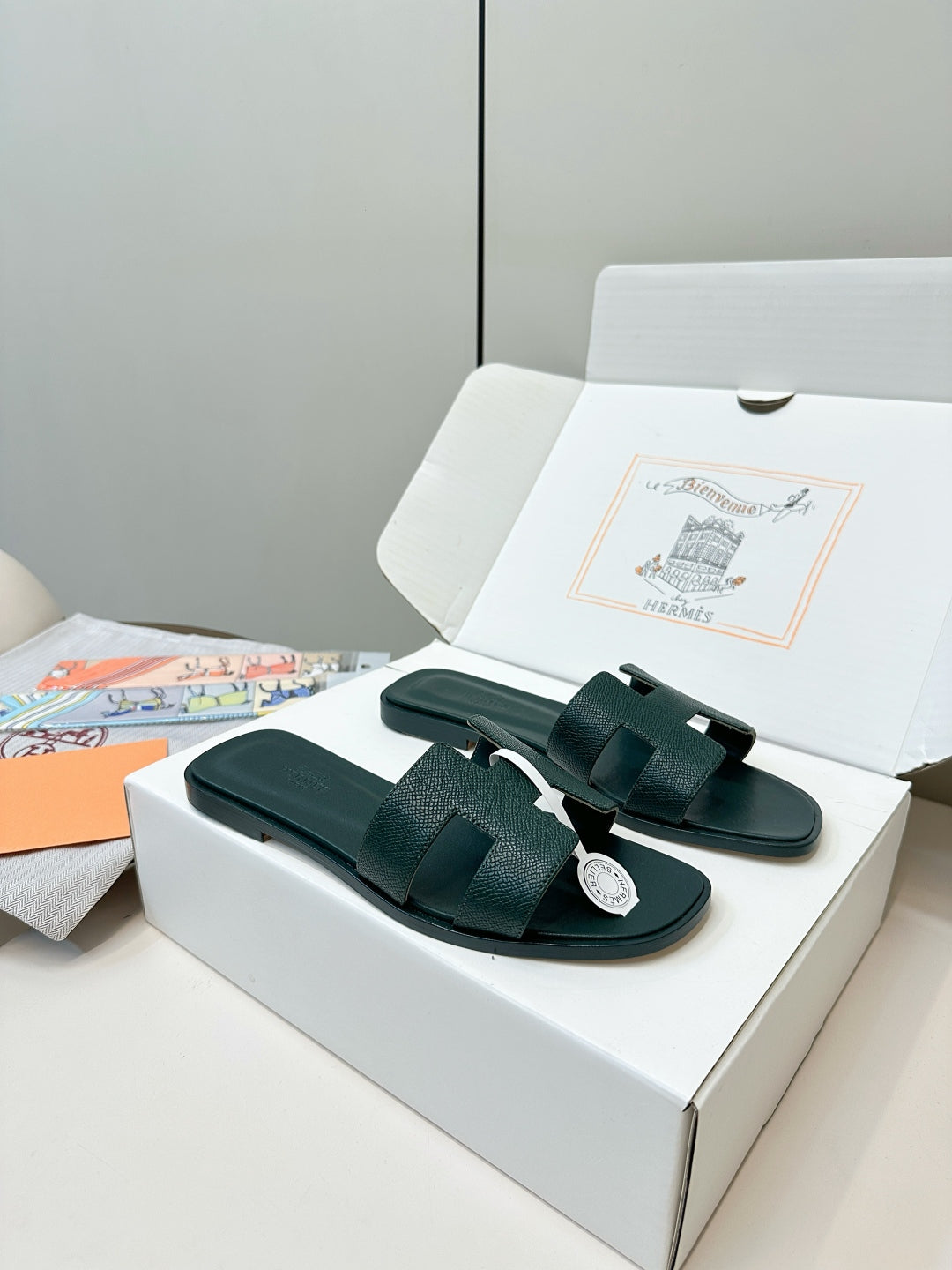 Hermès Palm Grain H-Slides