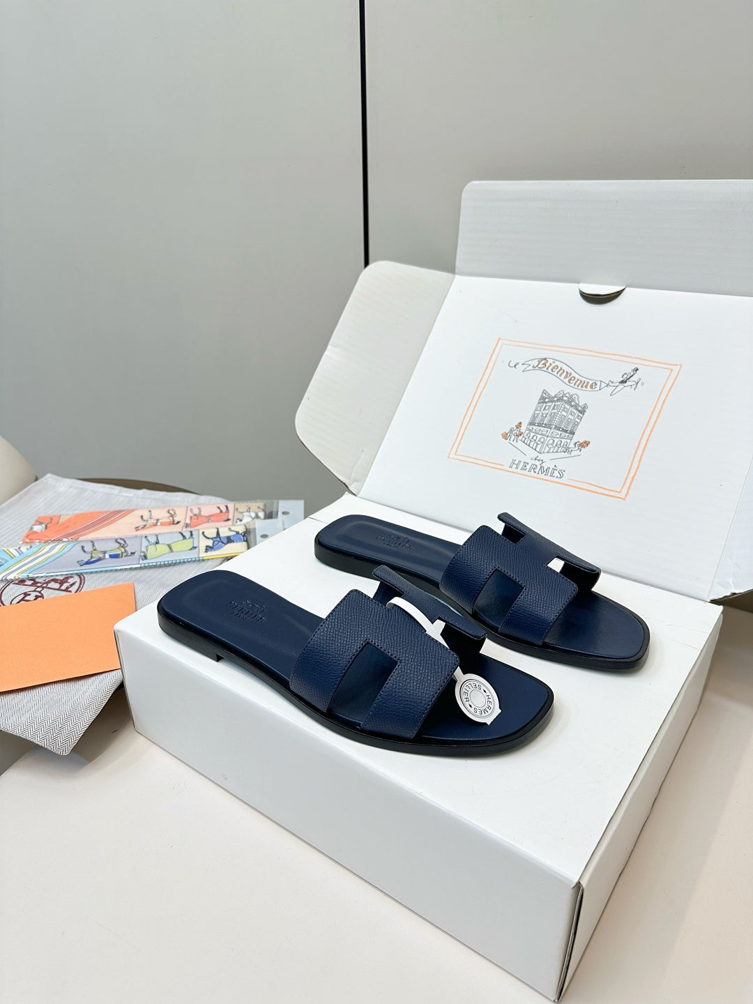 Hermès Palm Grain H-Slides