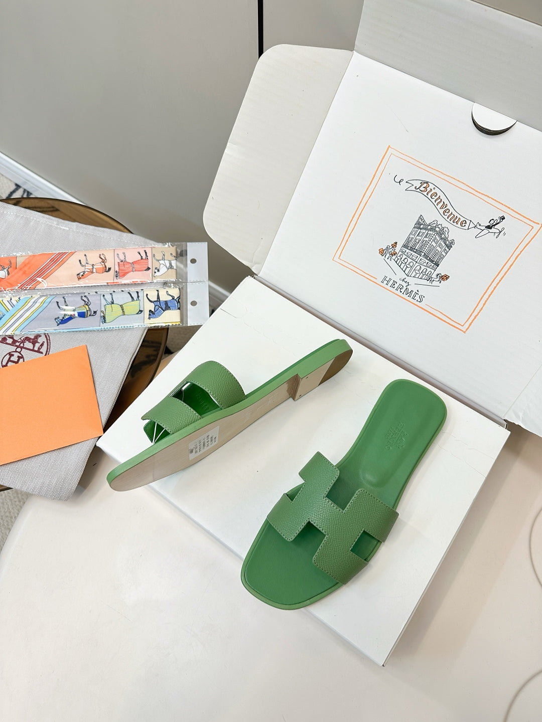 Hermès Palm Grain H-Slides