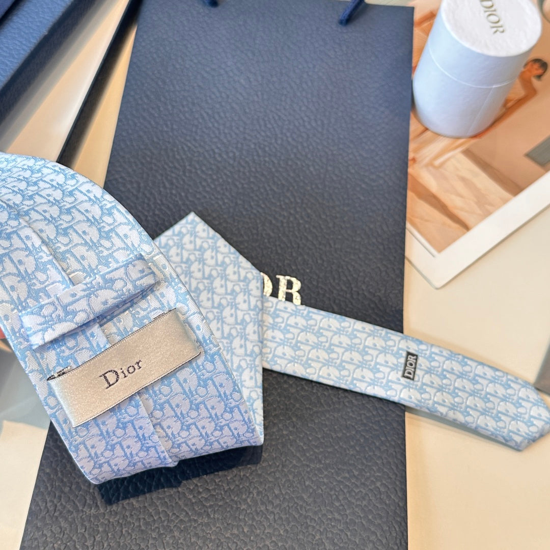 Dior Blue Oblique Pixel Silk Tie