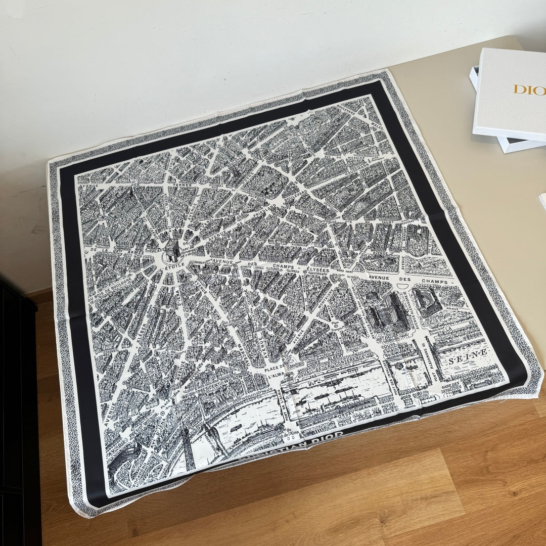 Dior Paris Map Silk Scarf – 2025 Spring/Summer Collection