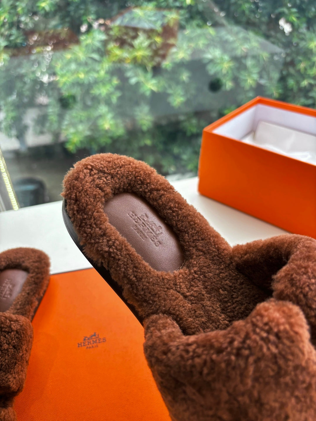 Hermès H-Shaped Fur Slippers – 2025 Collection