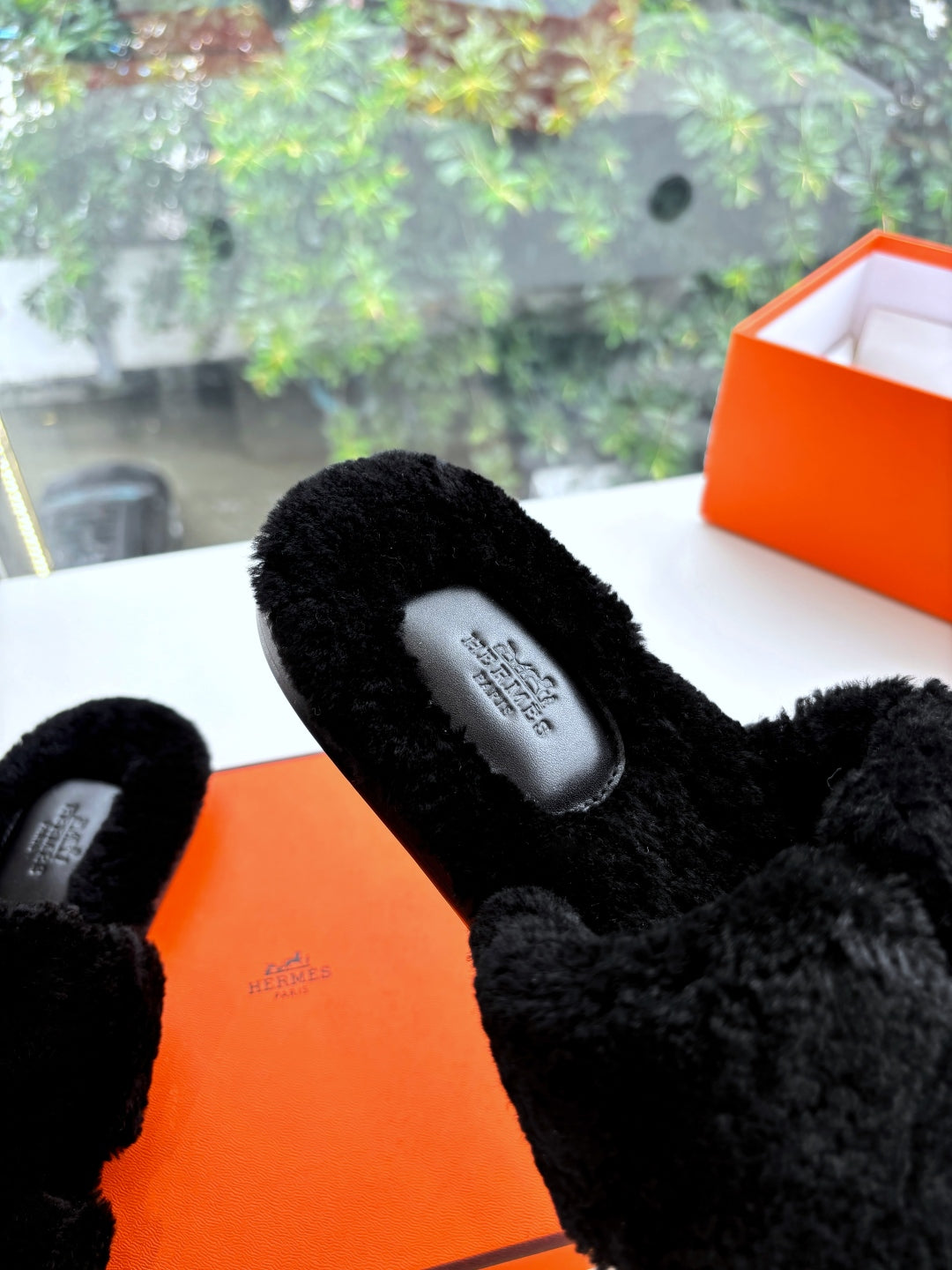 Hermès H-Shaped Fur Slippers – 2025 Collection
