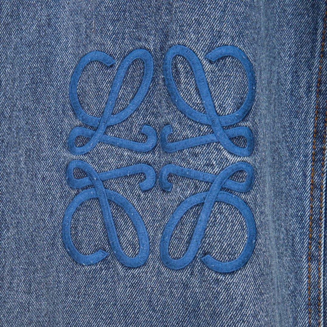 Loewe Anagram Embroidered Distressed Denim Jeans