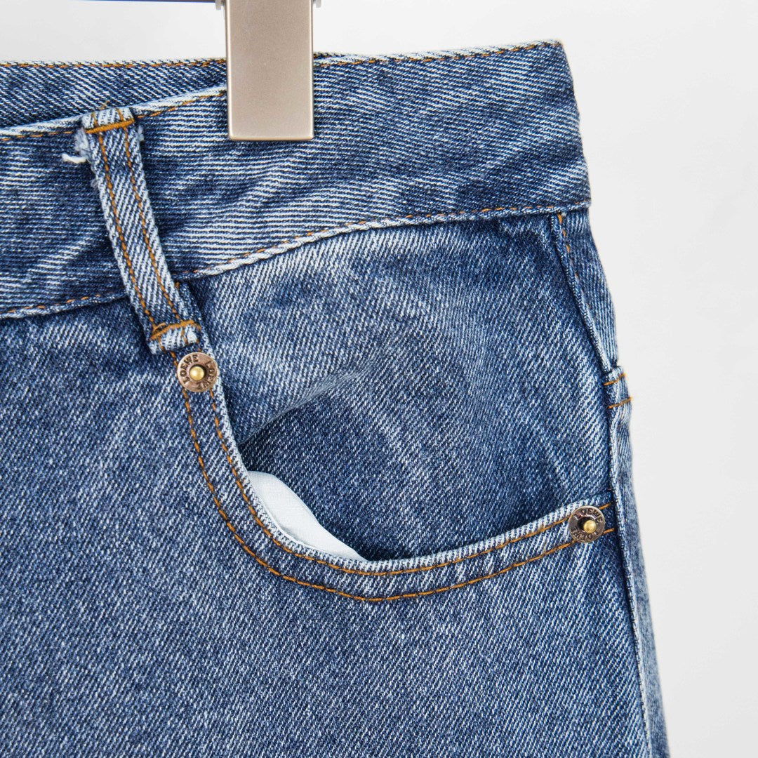 Loewe Anagram Embroidered Distressed Denim Jeans
