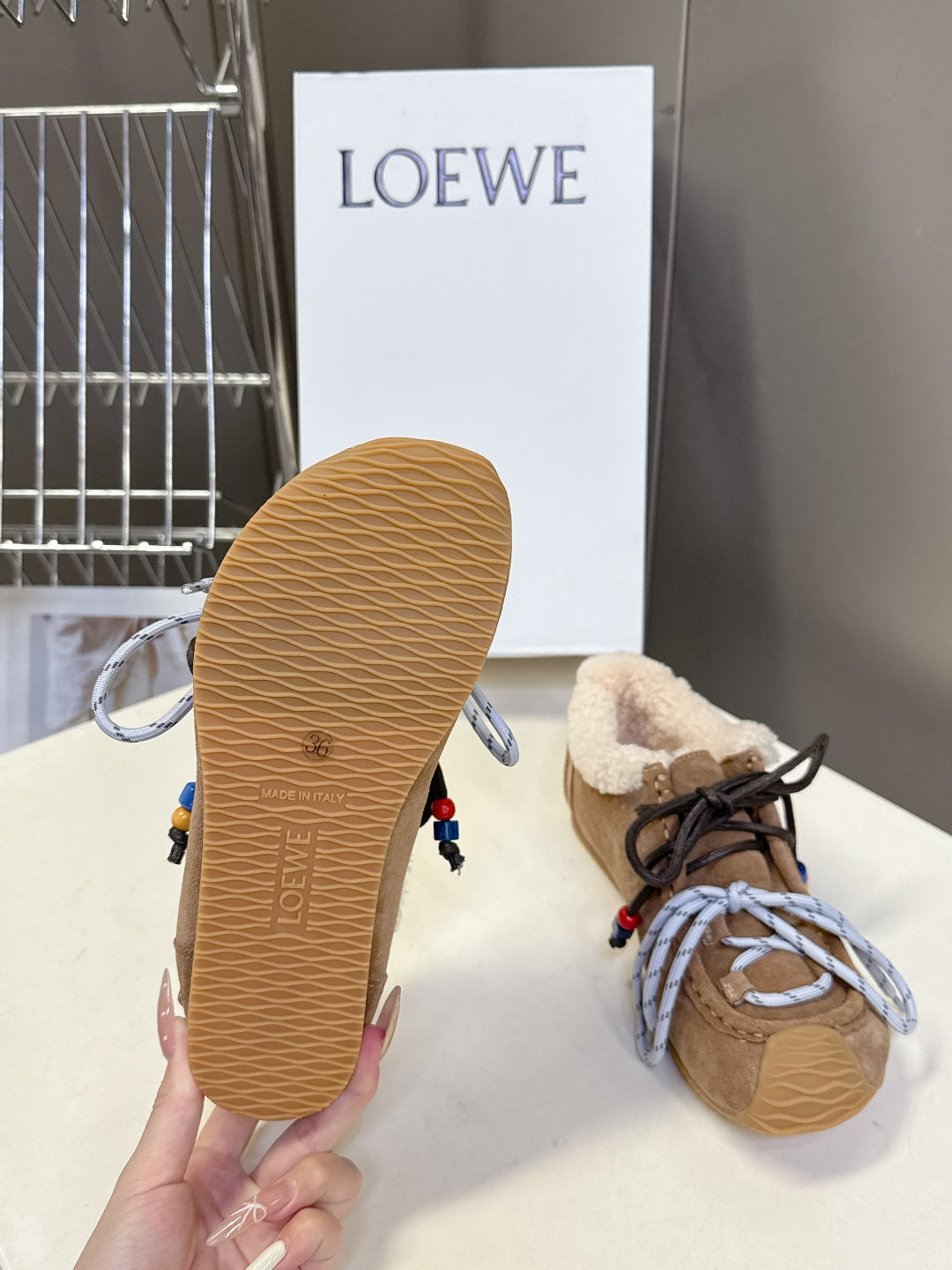 Loewe Autumn/Winter Fur-Lined German Training Sneakers