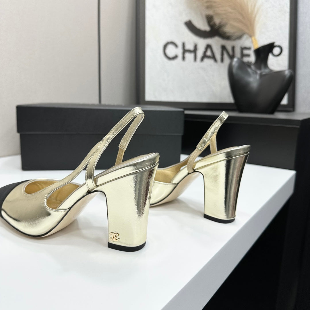Chanel Classic Two-Tone Slingback Sandals