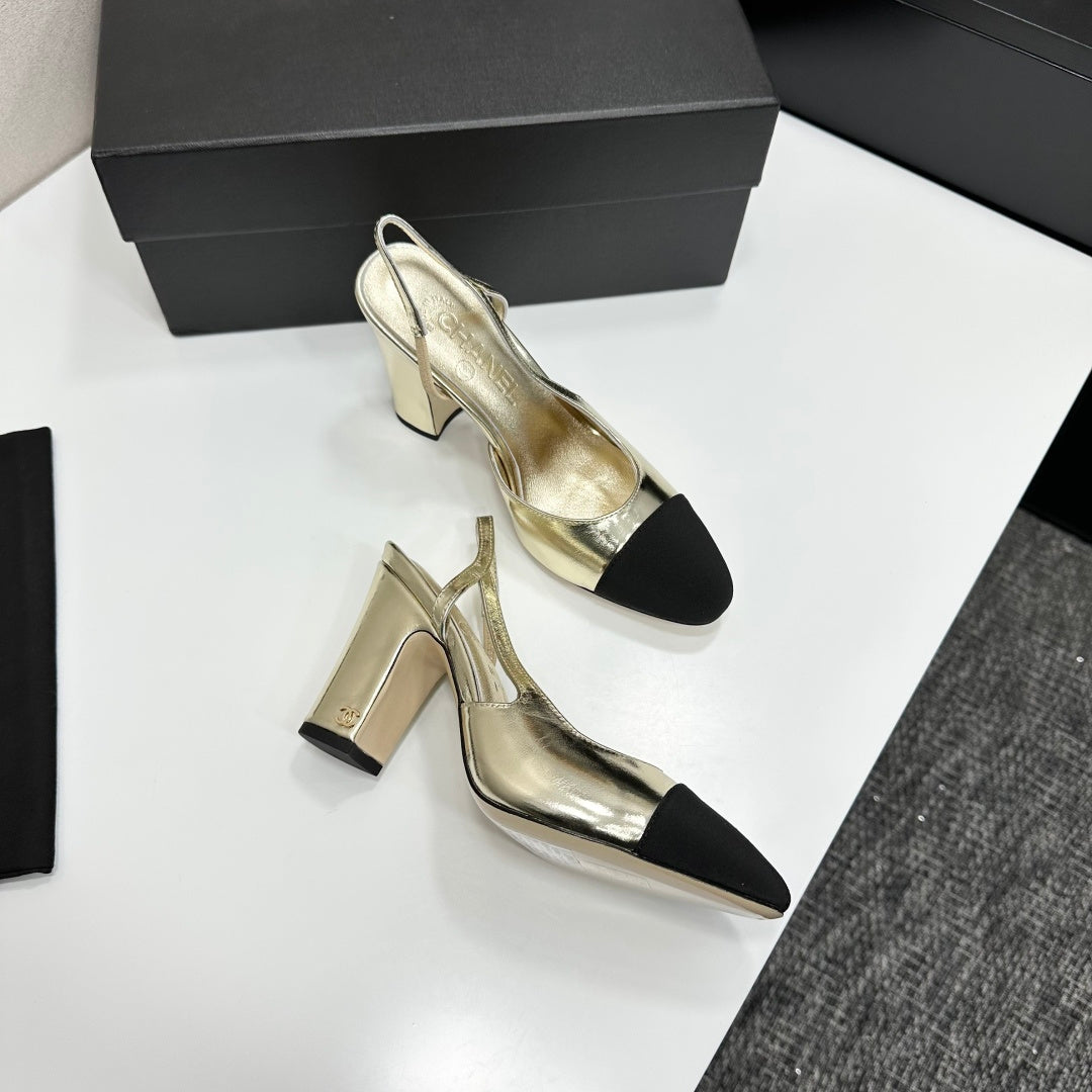 Chanel Classic Two-Tone Slingback Sandals
