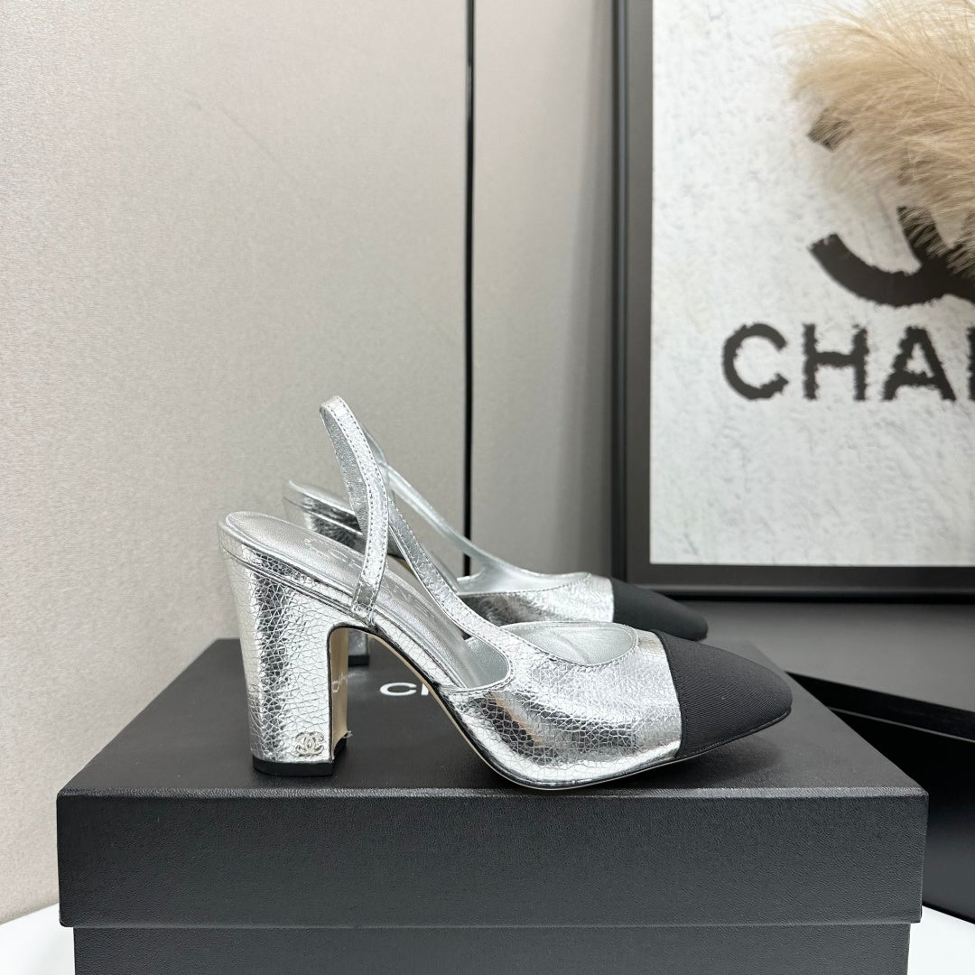 Chanel Classic Two-Tone Slingback Sandals