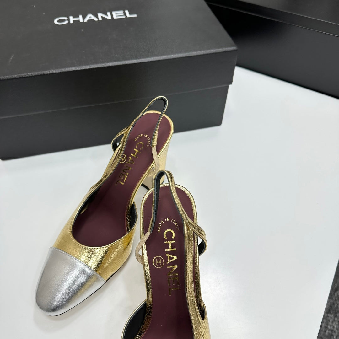 Chanel Classic Two-Tone Slingback Sandals