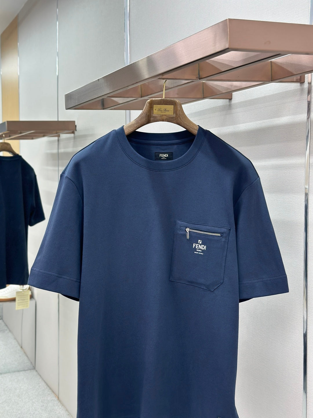Fendi Roma Logo Zip Pocket T-Shirt