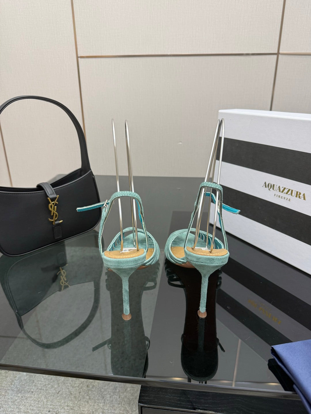 Aquazzura Rhinestone Silk Heeled Sandals – Spring/Summer Collection