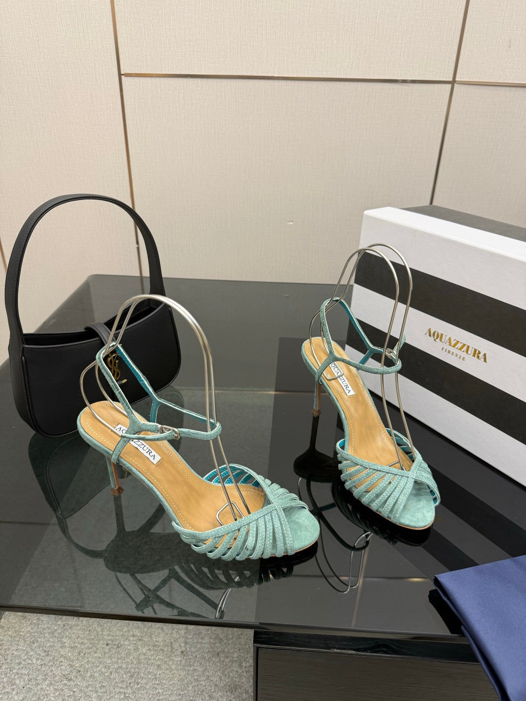 Aquazzura Rhinestone Silk Heeled Sandals – Spring/Summer Collection