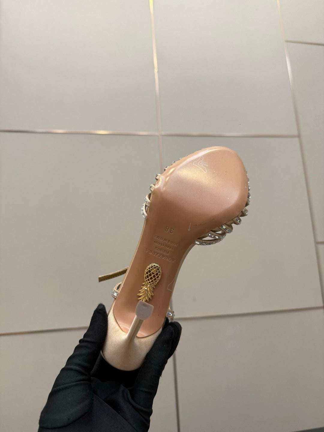 Aquazzura Rhinestone Silk Heeled Sandals – Spring/Summer Collection