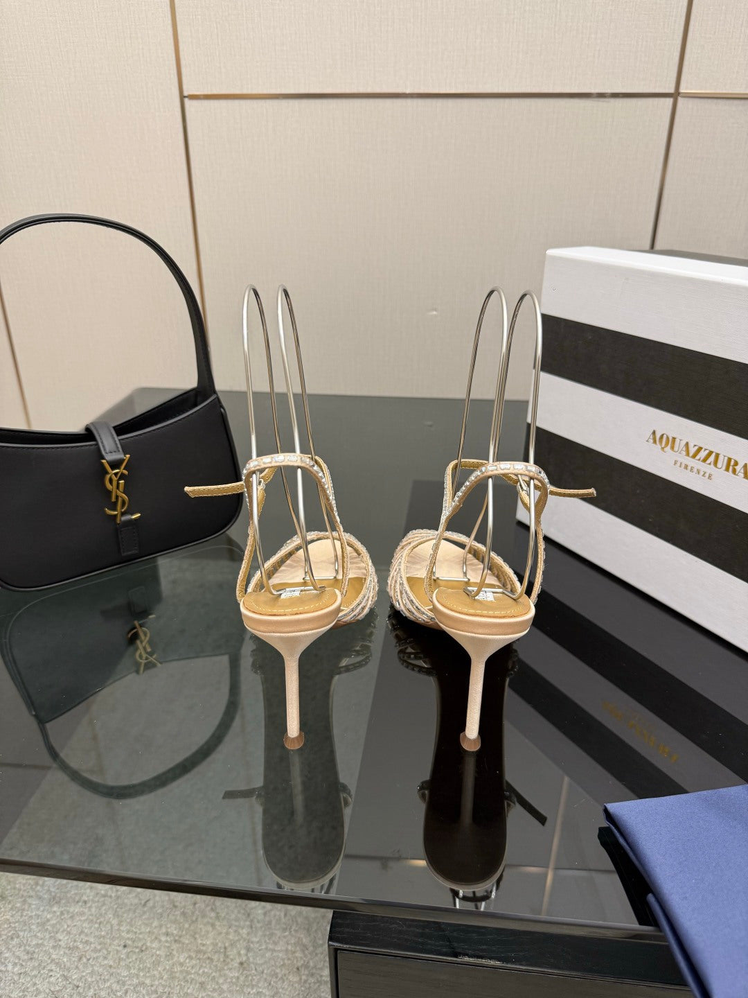 Aquazzura Rhinestone Silk Heeled Sandals – Spring/Summer Collection