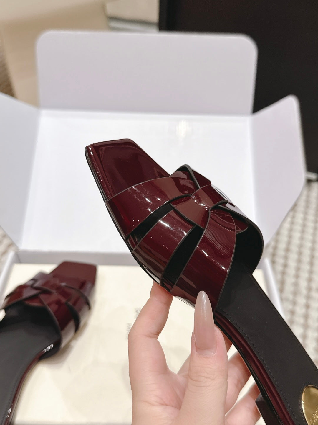 Saint Laurent Melody Square Toe Flat Sandals – 2026SS