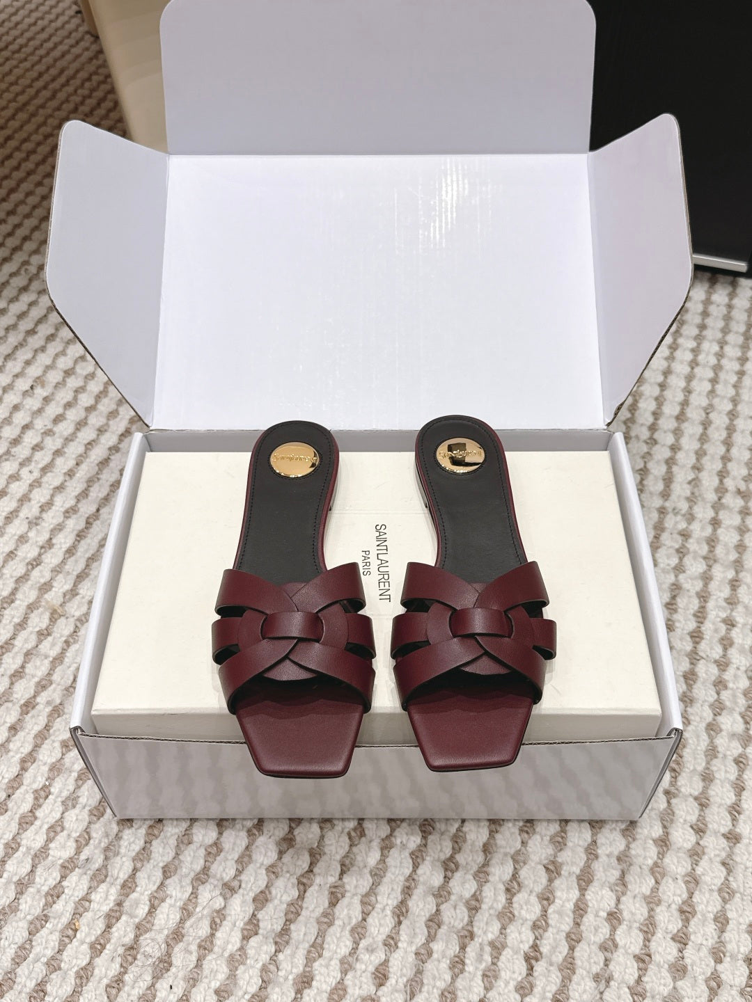 Saint Laurent Melody Square Toe Flat Sandals – 2026SS