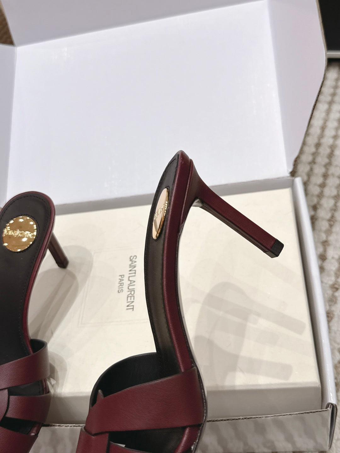 Saint Laurent Melody Square-Toe Heeled Sandals – 2026 Spring/Summer Collection