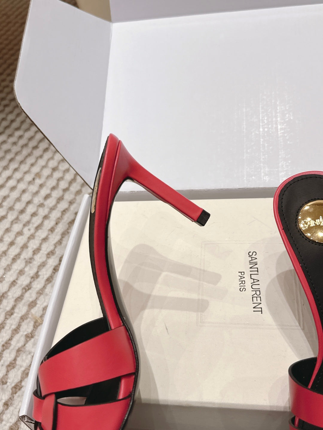 Saint Laurent Melody Square-Toe Heeled Sandals – 2026 Spring/Summer Collection