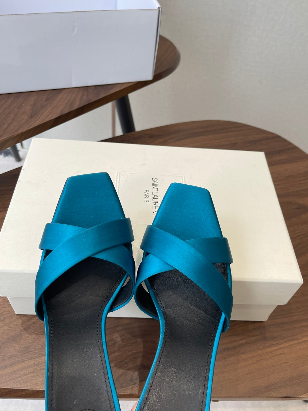 Saint Laurent Opyum Satin Heeled Mules – Early Spring Collection – 26S