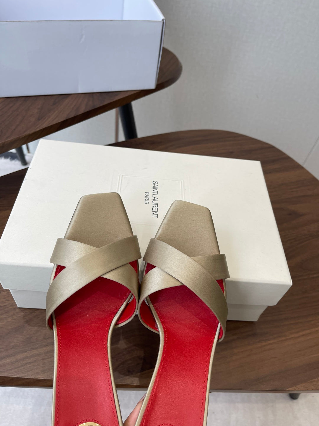 Saint Laurent Opyum Satin Heeled Mules – Early Spring Collection – 26S