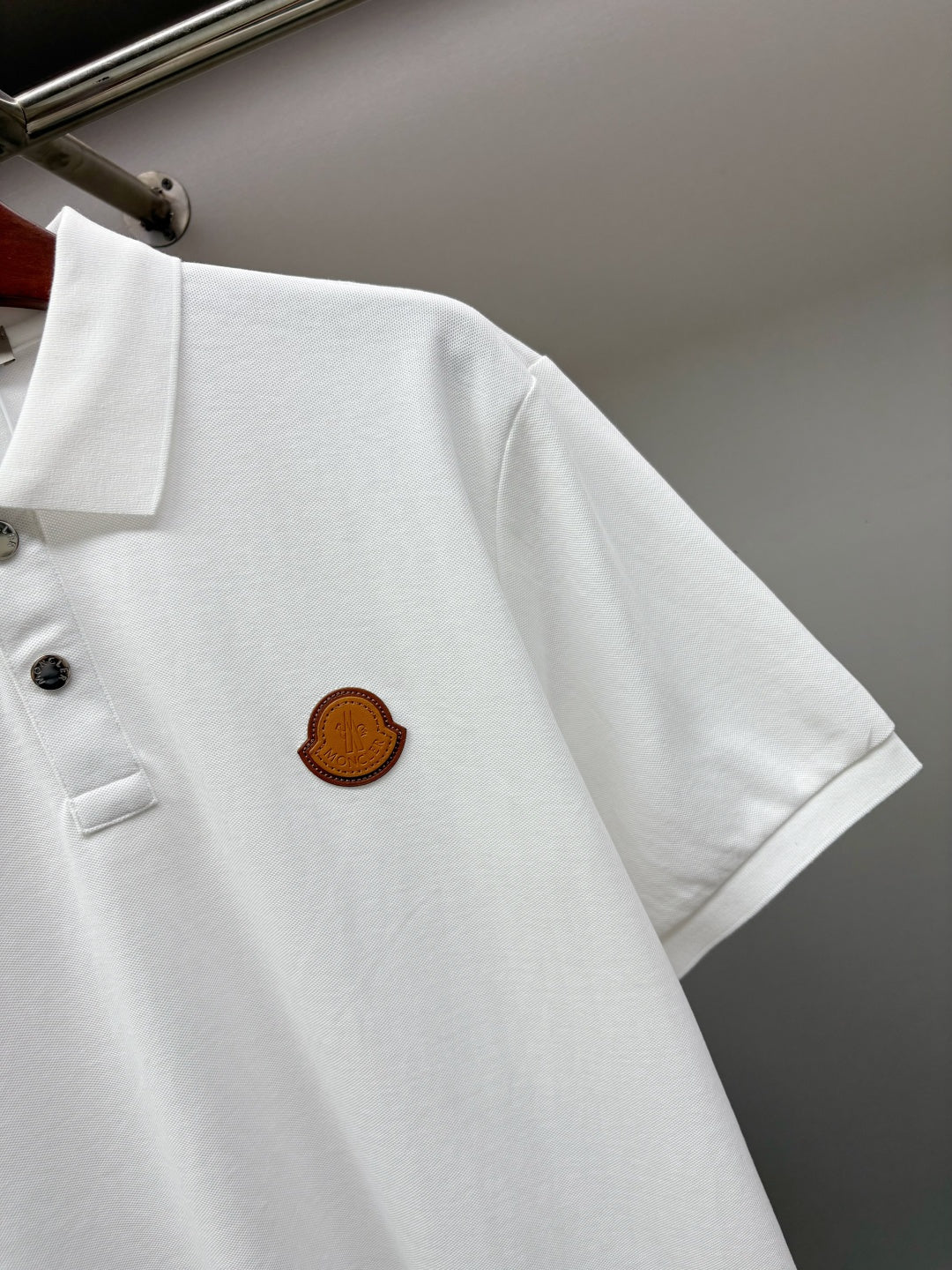 Moncler Leather Logo Patch Polo Shirt – Spring/Summer Collection