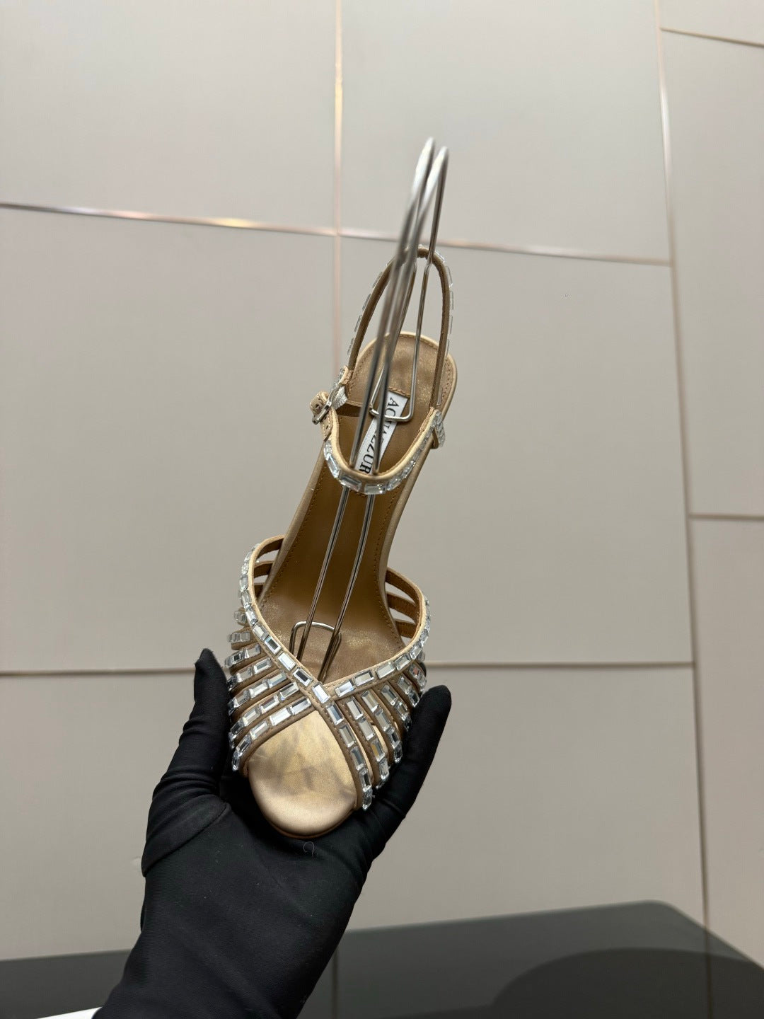 Aquazzura Rhinestone Silk Heeled Sandals – Spring/Summer Collection