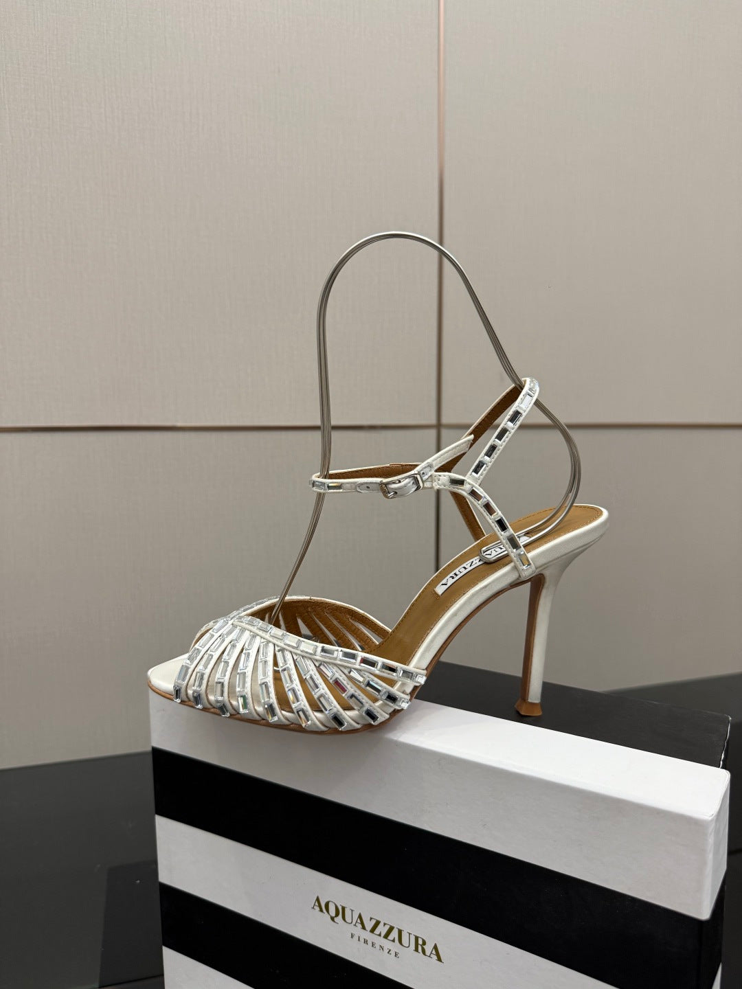 Aquazzura Rhinestone Silk Heeled Sandals – Spring/Summer Collection