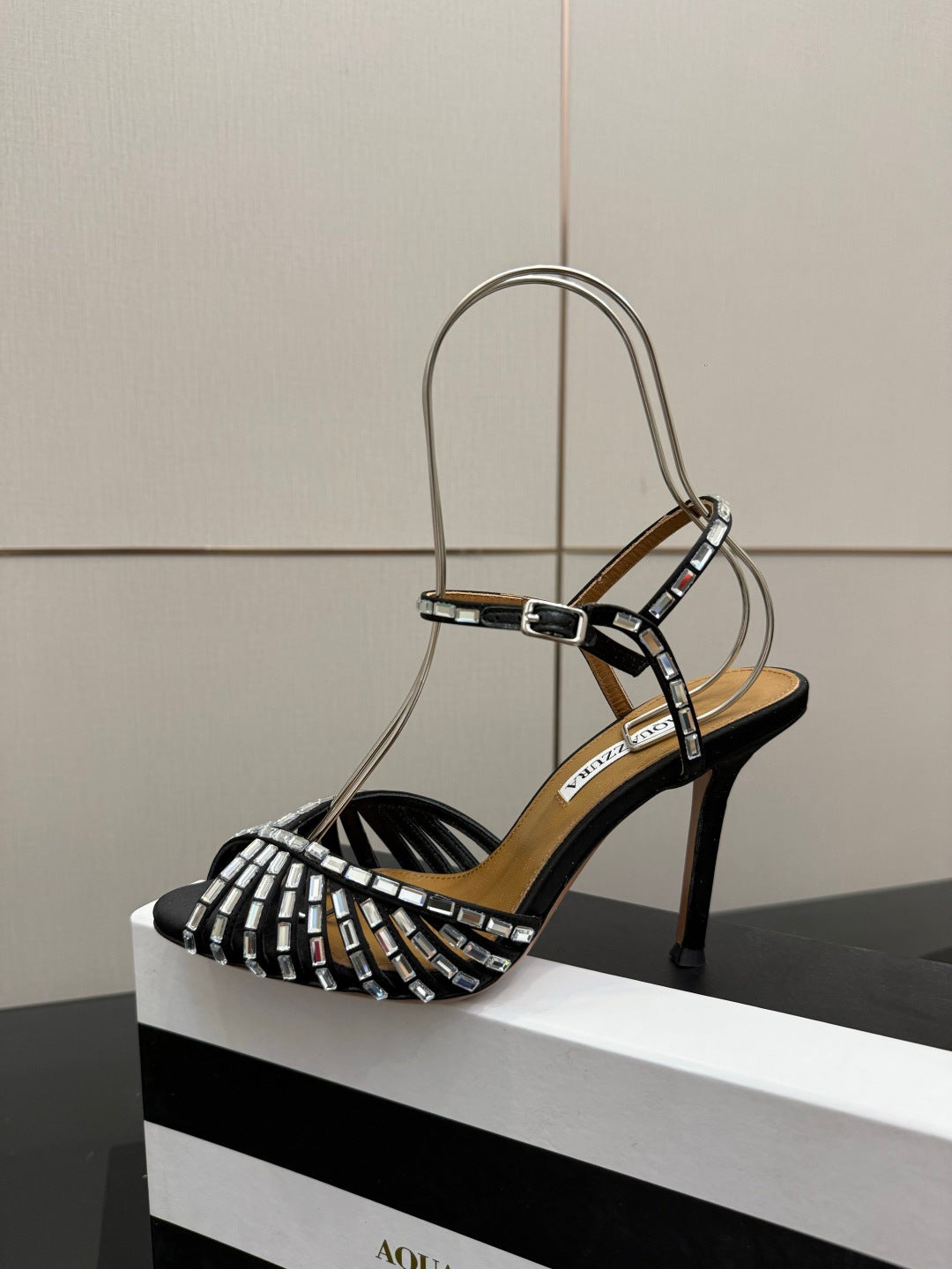 Aquazzura Rhinestone Silk Heeled Sandals – Spring/Summer Collection