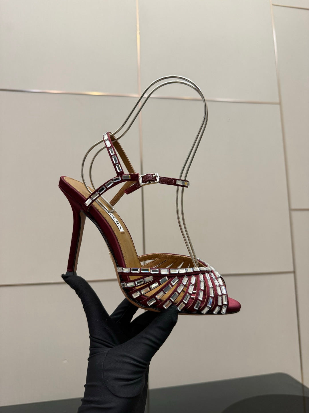 Aquazzura Rhinestone Silk Heeled Sandals – Spring/Summer Collection