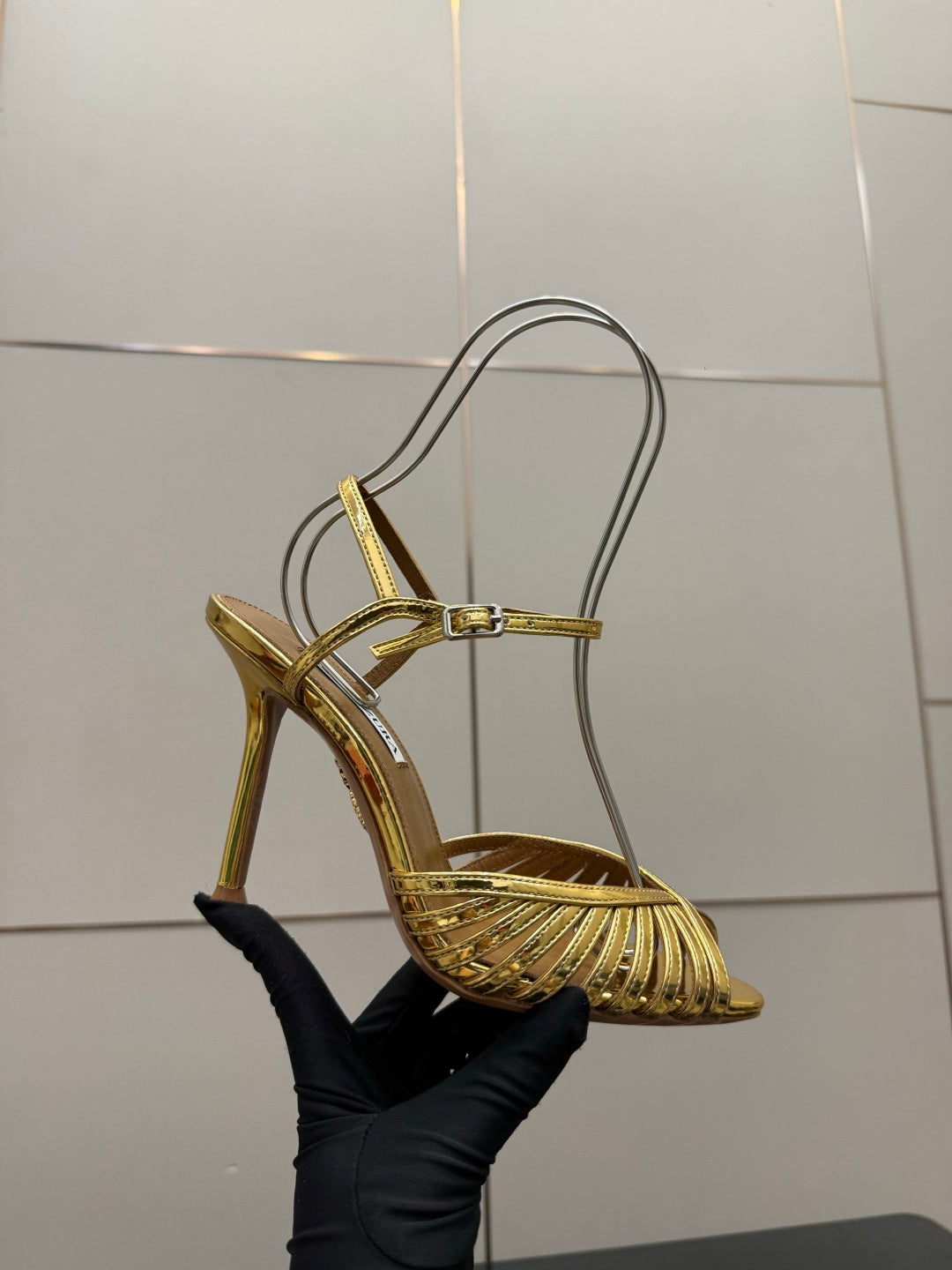 Aquazzura Rhinestone Silk Heeled Sandals – Spring/Summer Collection