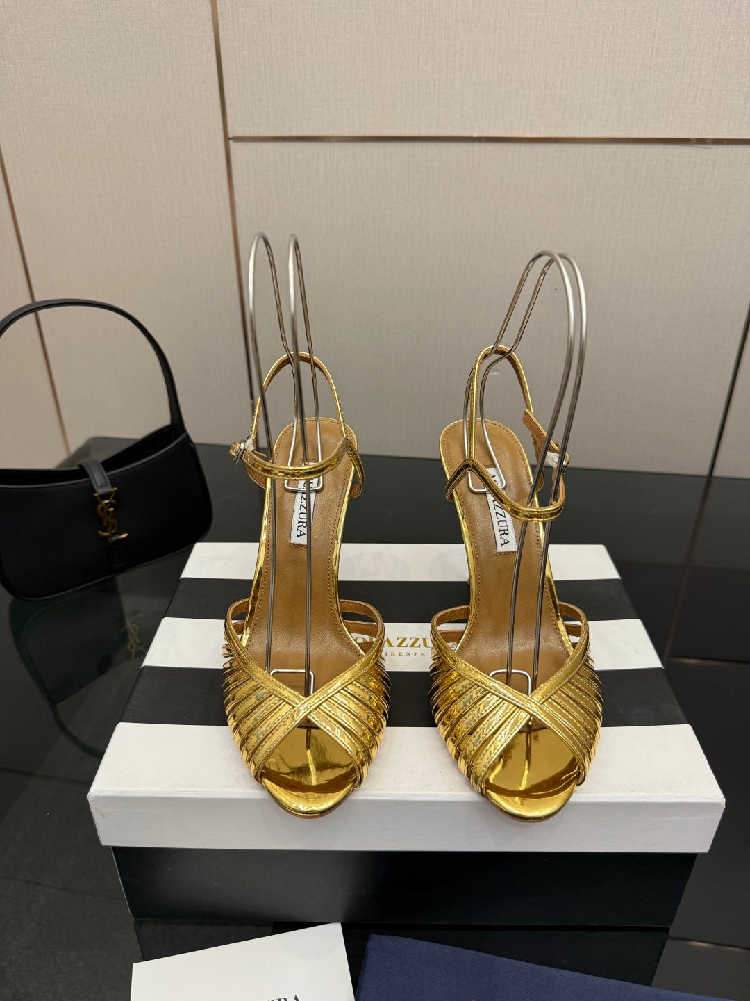 Aquazzura Rhinestone Silk Heeled Sandals – Spring/Summer Collection