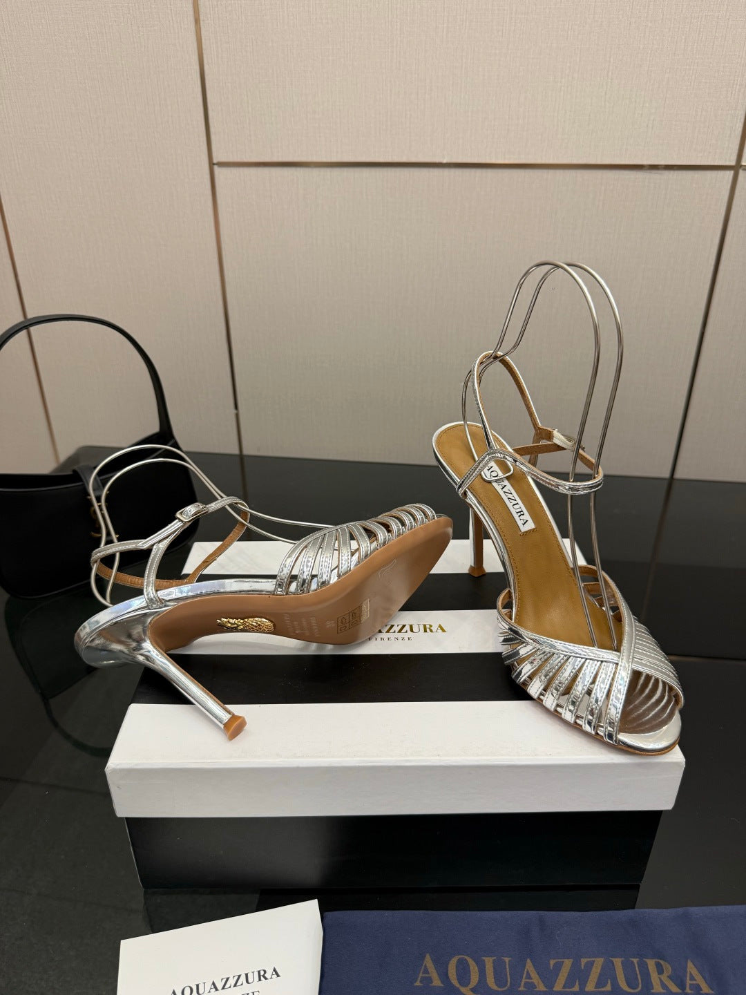 Aquazzura Rhinestone Silk Heeled Sandals – Spring/Summer Collection