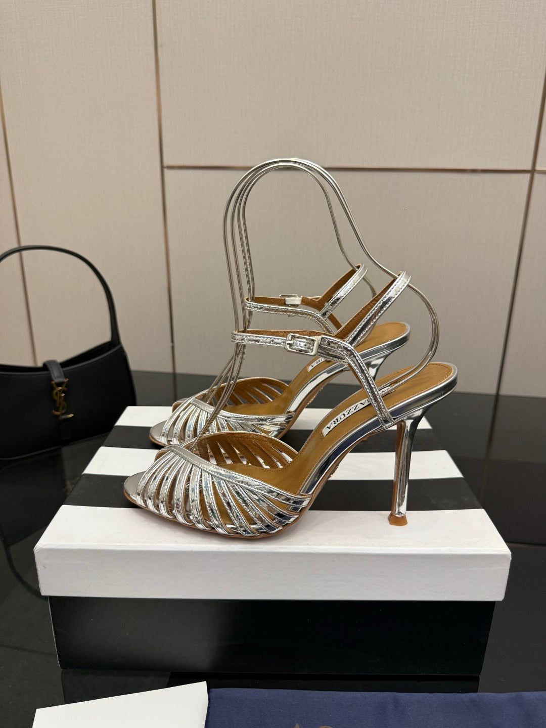 Aquazzura Rhinestone Silk Heeled Sandals – Spring/Summer Collection
