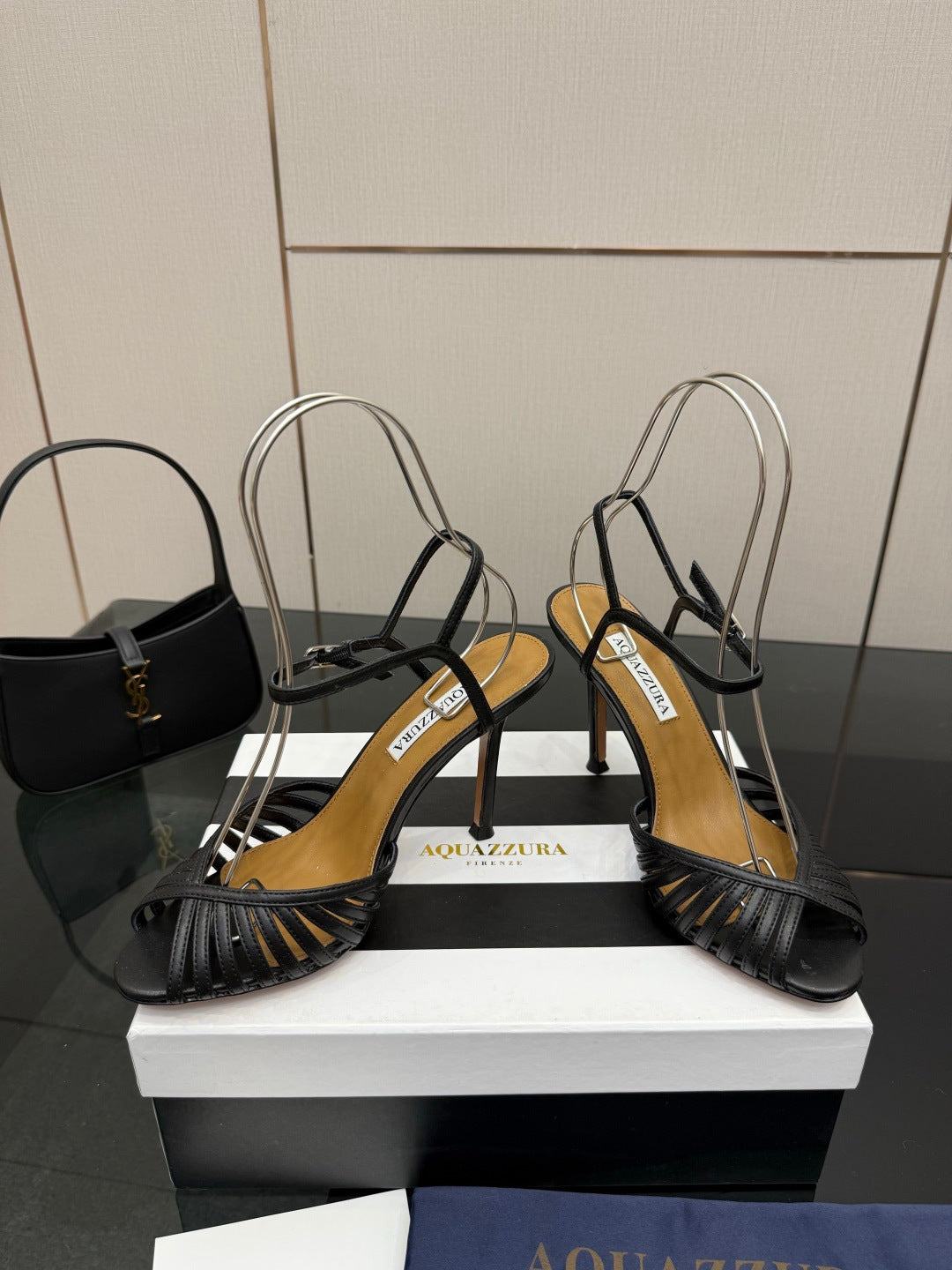 Aquazzura Rhinestone Silk Heeled Sandals – Spring/Summer Collection