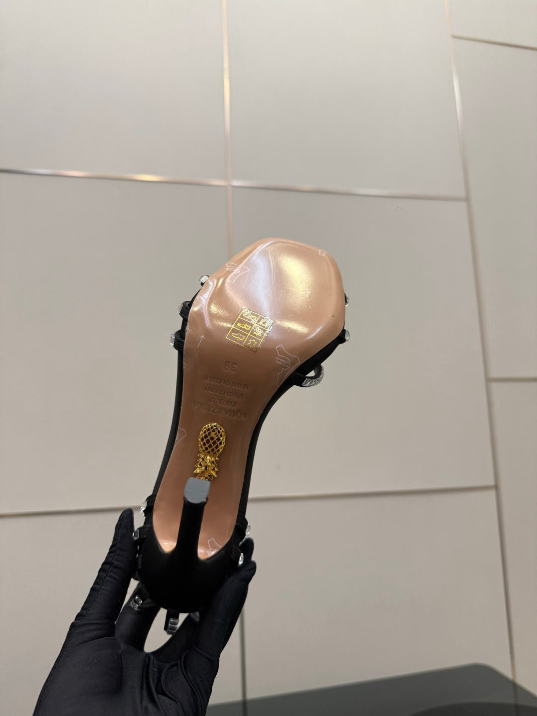 Aquazzura Pineapple Rhinestone Heeled Sandals